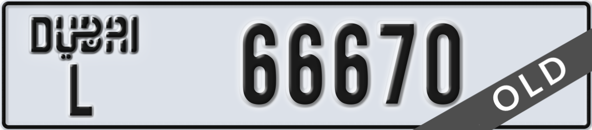 dubai License Plate Number 66670 Code L