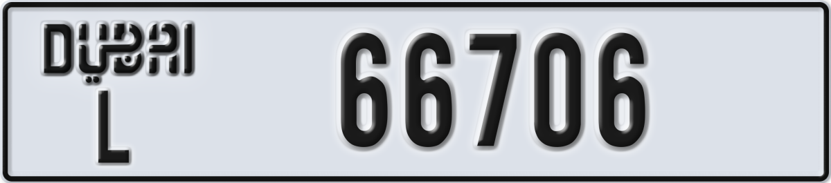 dubai License Plate Number 66706 Code L