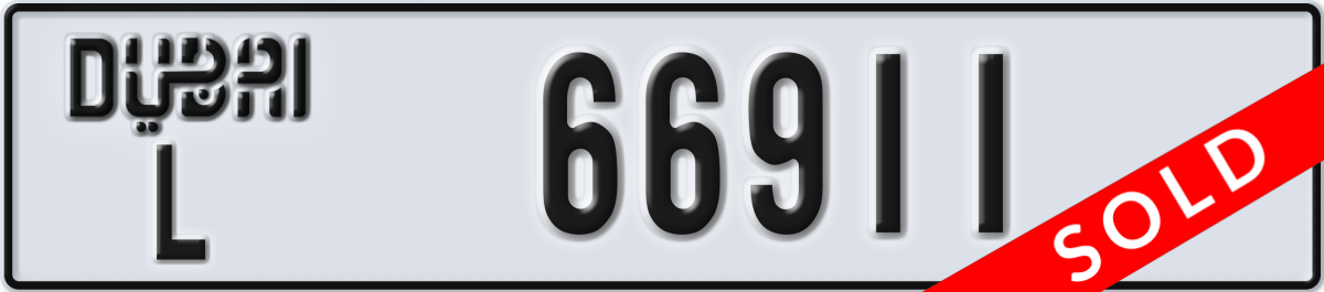 dubai License Plate Number 66911 Code L