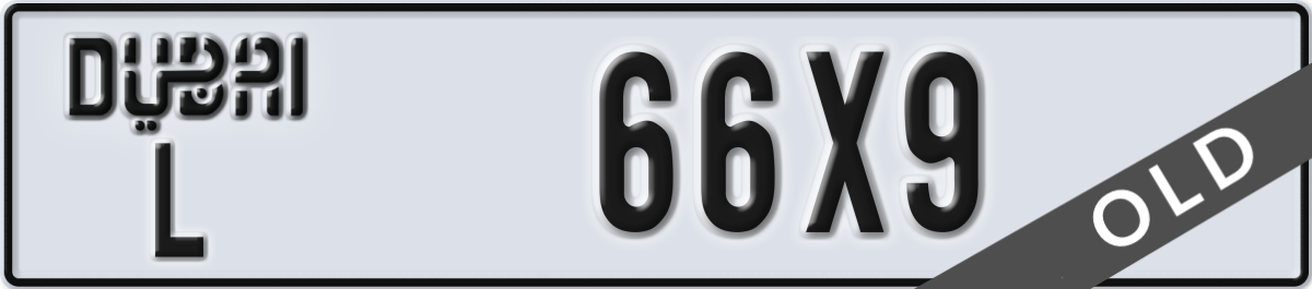 dubai License Plate Number 66X9 Code L