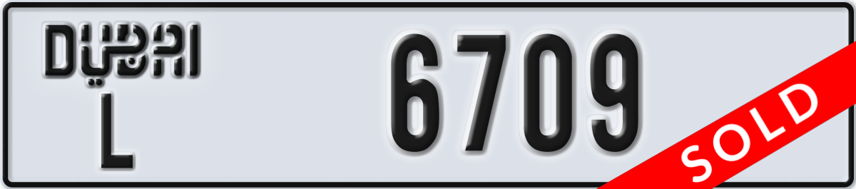 dubai License Plate Number 6709 Code L