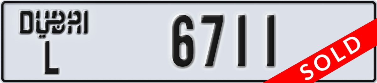 dubai License Plate Number 6711 Code L