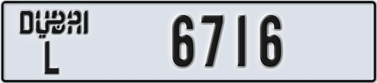 dubai License Plate Number 6716 Code L