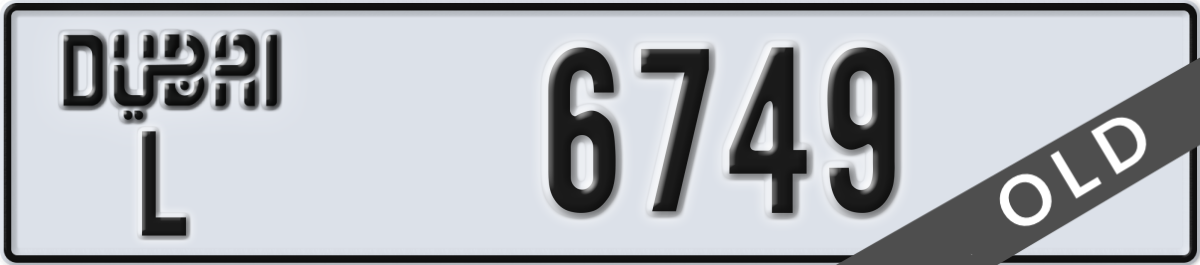 dubai License Plate Number 6749 Code L