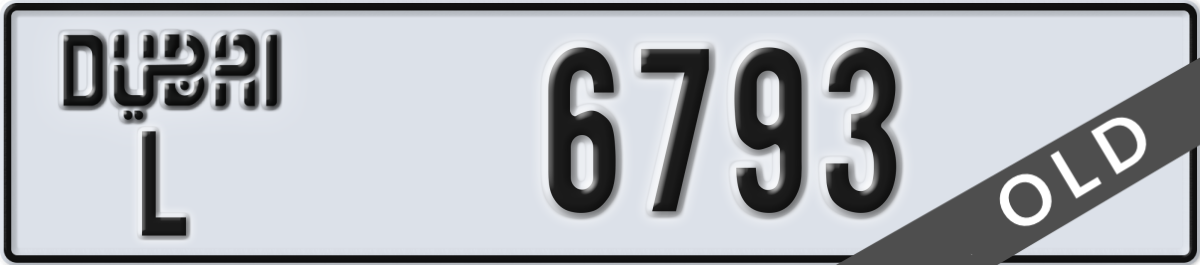 dubai License Plate Number 6793 Code L