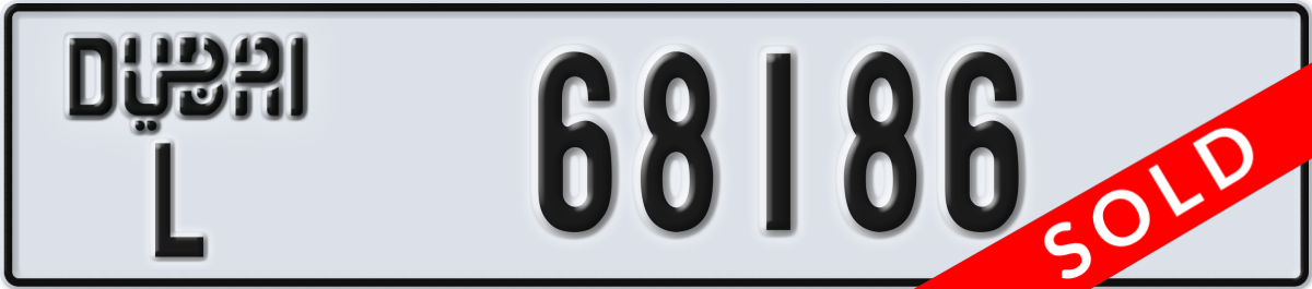 dubai License Plate Number 68186 Code L