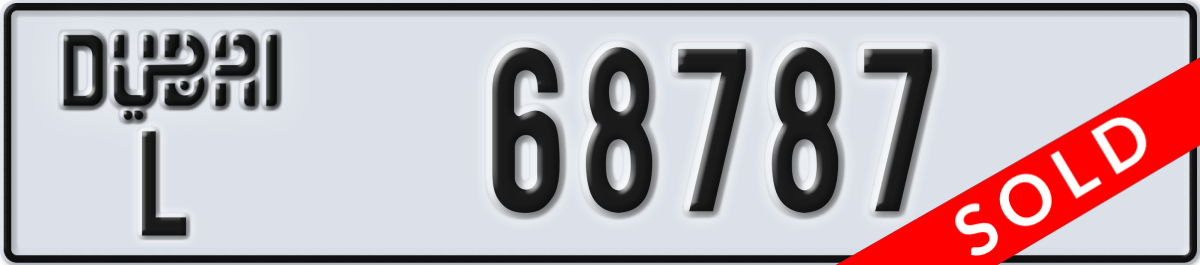 dubai License Plate Number 68787 Code L