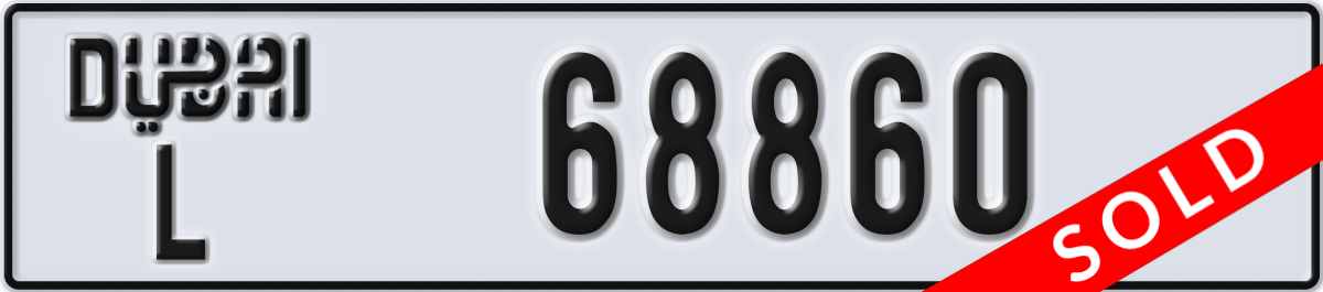 dubai License Plate Number 68860 Code L