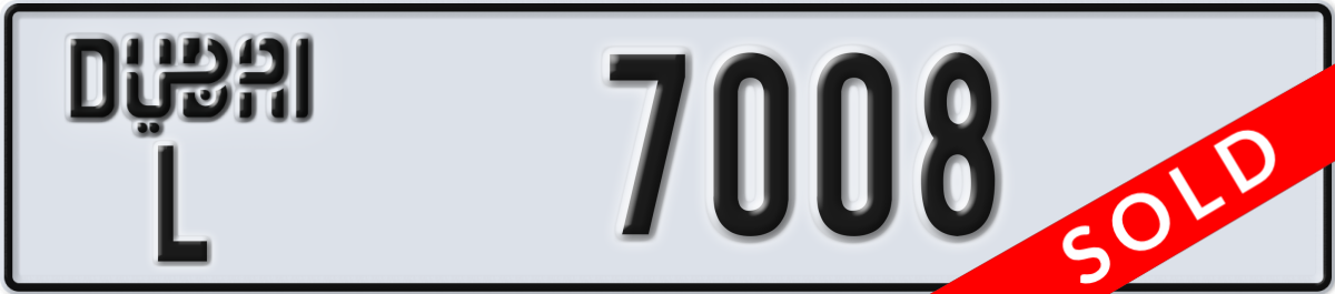 dubai License Plate Number 7008 Code L