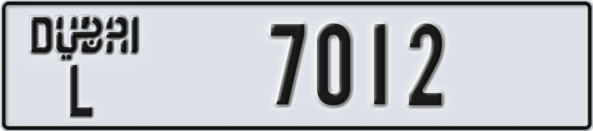 dubai License Plate Number 7012 Code L