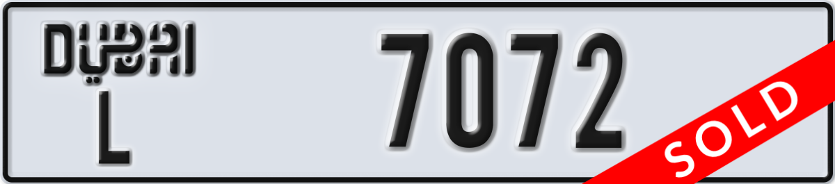 dubai License Plate Number 7072 Code L