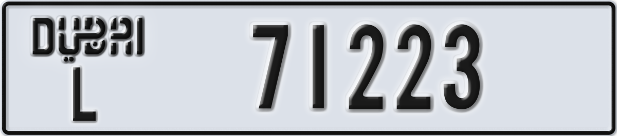dubai License Plate Number 71223 Code L