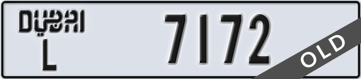 dubai License Plate Number 7172 Code L