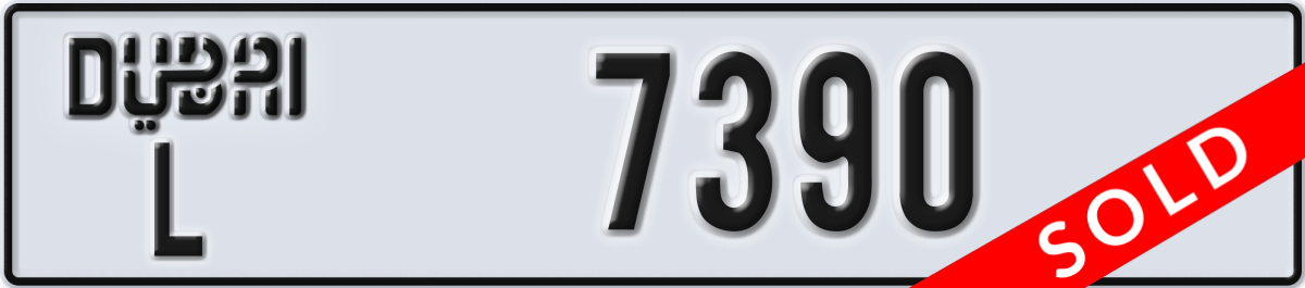 dubai License Plate Number 7390 Code L