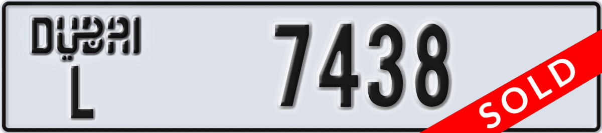 dubai License Plate Number 7438 Code L