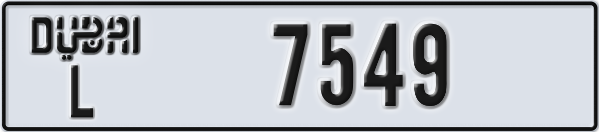 dubai License Plate Number 7549 Code L