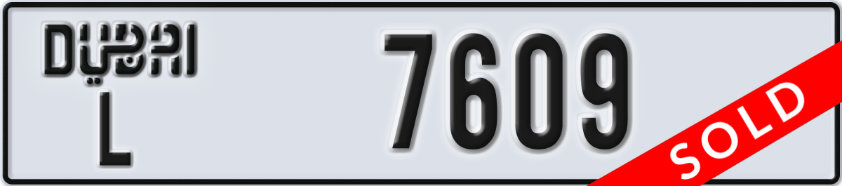 dubai License Plate Number 7609 Code L