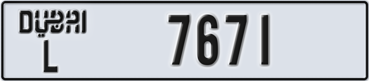 dubai License Plate Number 7671 Code L