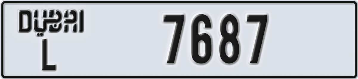dubai License Plate Number 7687 Code L