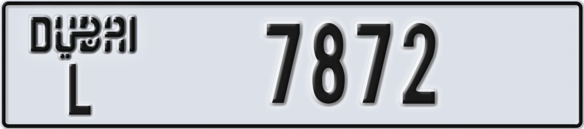 dubai License Plate Number 7872 Code L