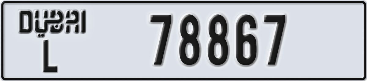 dubai License Plate Number 78867 Code L