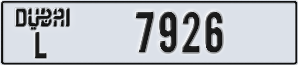 dubai License Plate Number 7926 Code L