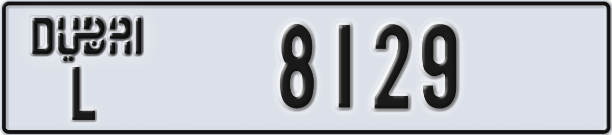 dubai License Plate Number 8129 Code L