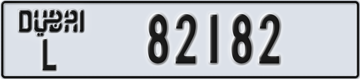 dubai License Plate Number 82182 Code L