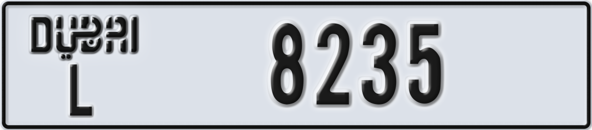 dubai License Plate Number 8235 Code L