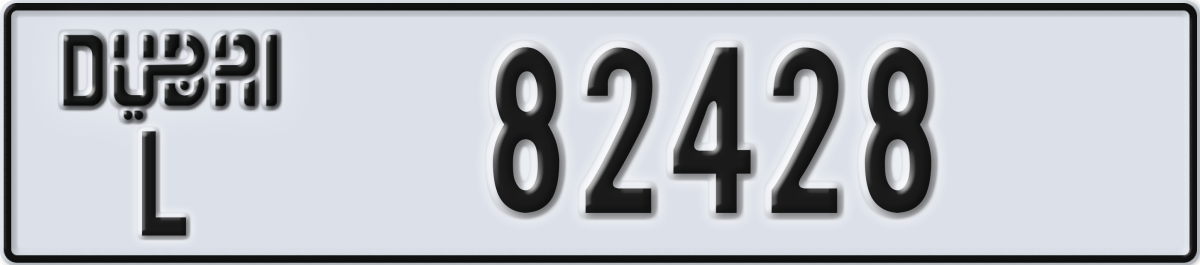 dubai License Plate Number 82428 Code L