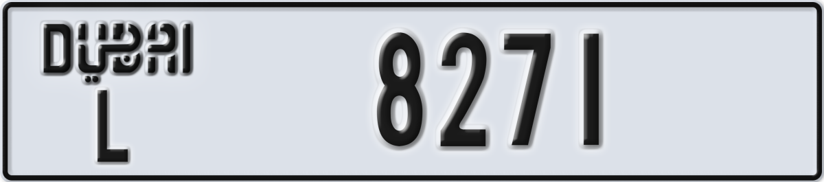 dubai License Plate Number 8271 Code L