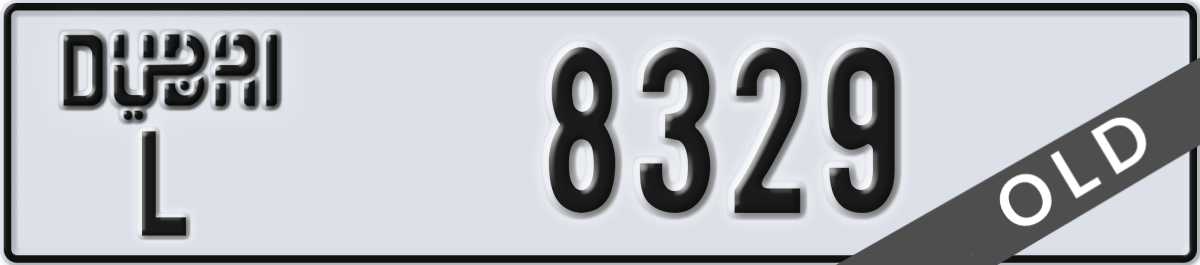 dubai License Plate Number 8329 Code L