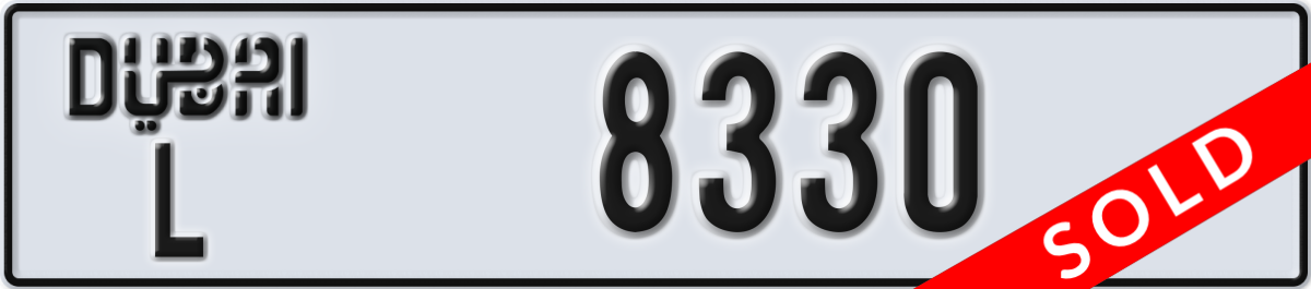 dubai License Plate Number 8330 Code L