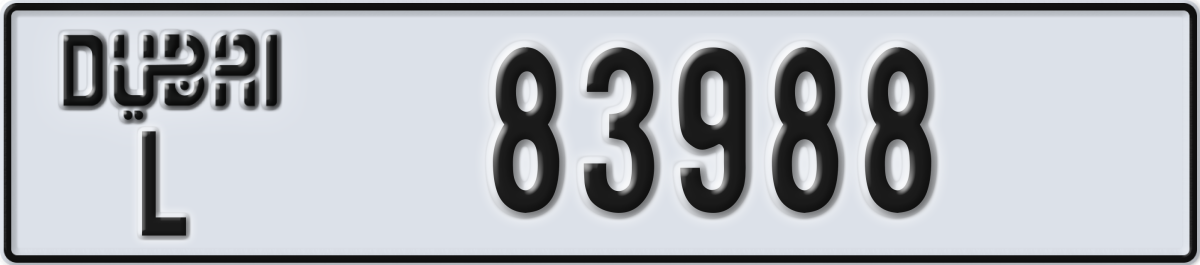 dubai License Plate Number 83988 Code L