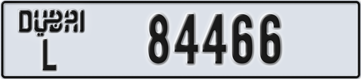 dubai License Plate Number 84466 Code L