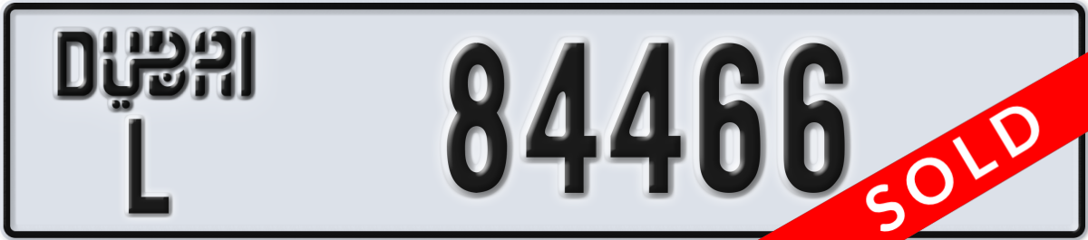 dubai License Plate Number 84466 Code L