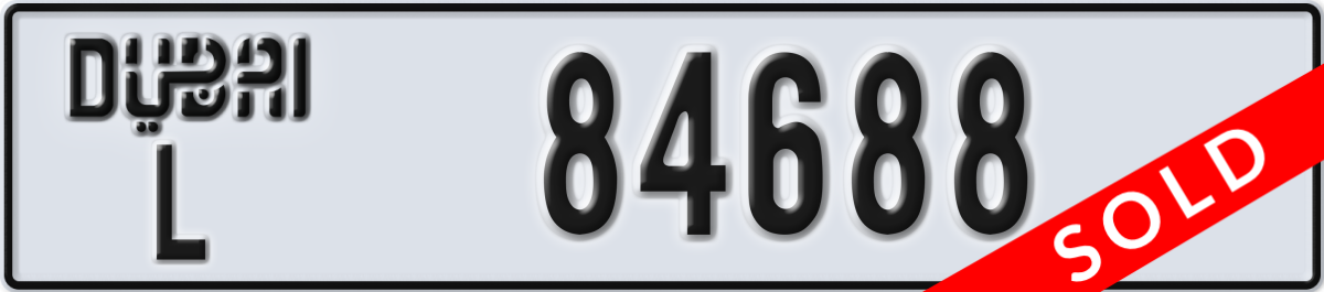 dubai License Plate Number 84688 Code L