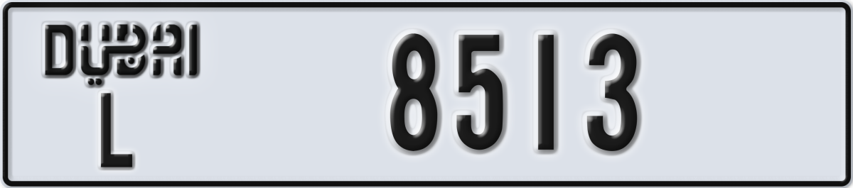 dubai License Plate Number 8513 Code L