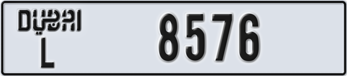dubai License Plate Number 8576 Code L