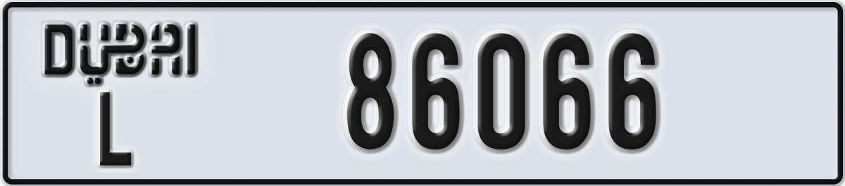 dubai License Plate Number 86066 Code L