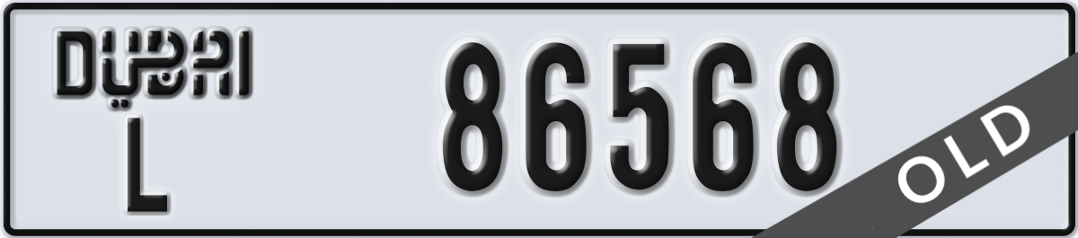 dubai License Plate Number 86568 Code L
