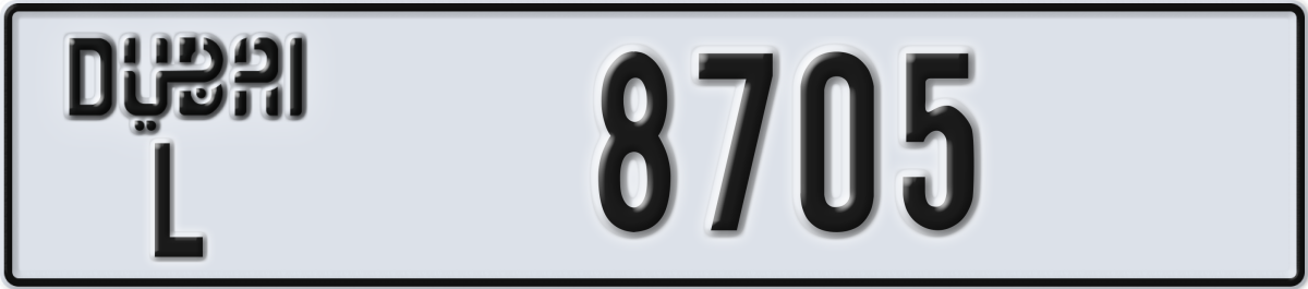 dubai License Plate Number 8705 Code L