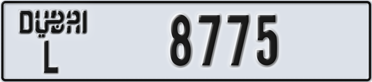 dubai License Plate Number 8775 Code L