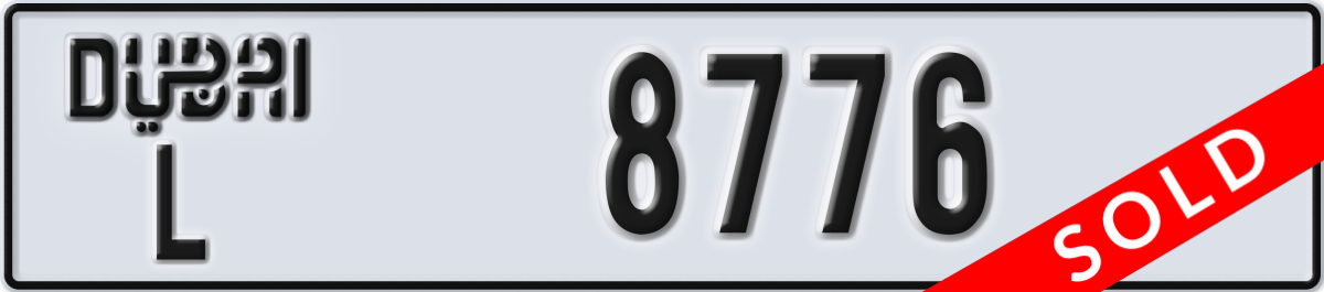dubai License Plate Number 8776 Code L