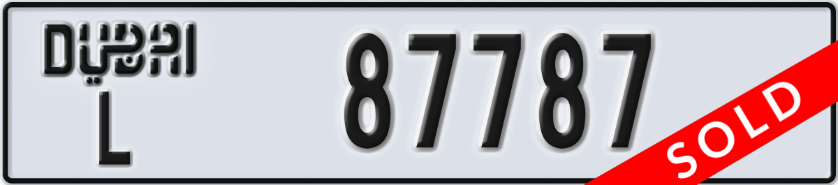 dubai License Plate Number 87787 Code L