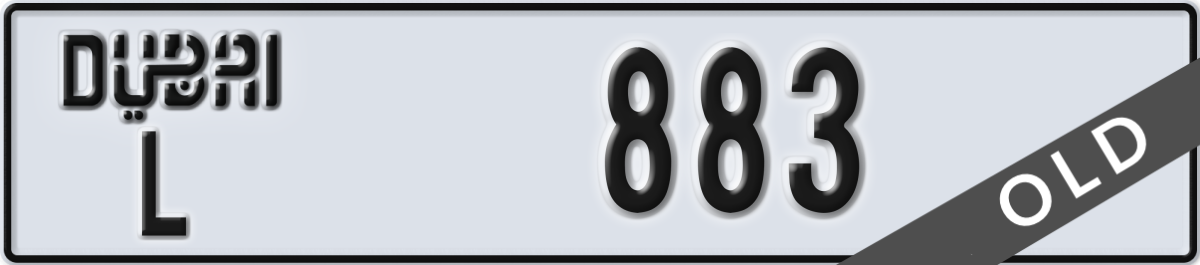 dubai License Plate Number 883 Code L