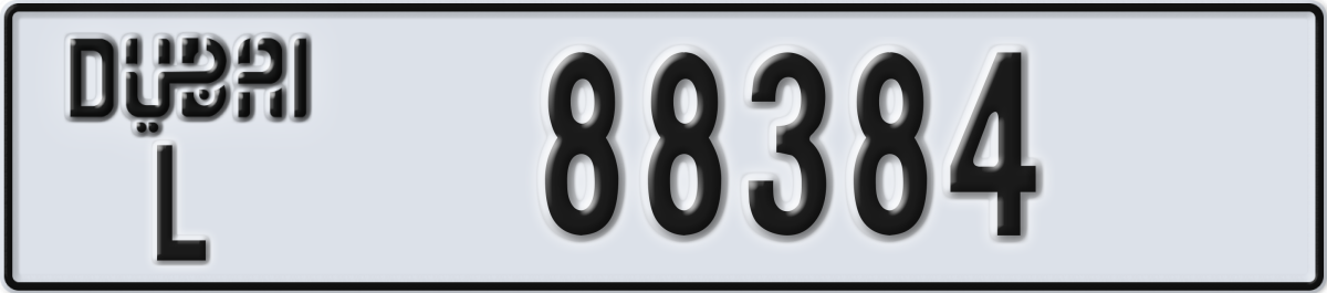 dubai License Plate Number 88384 Code L