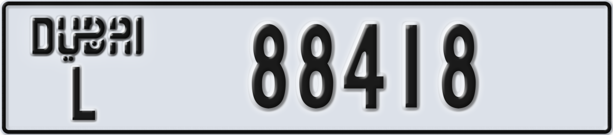 dubai License Plate Number 88418 Code L