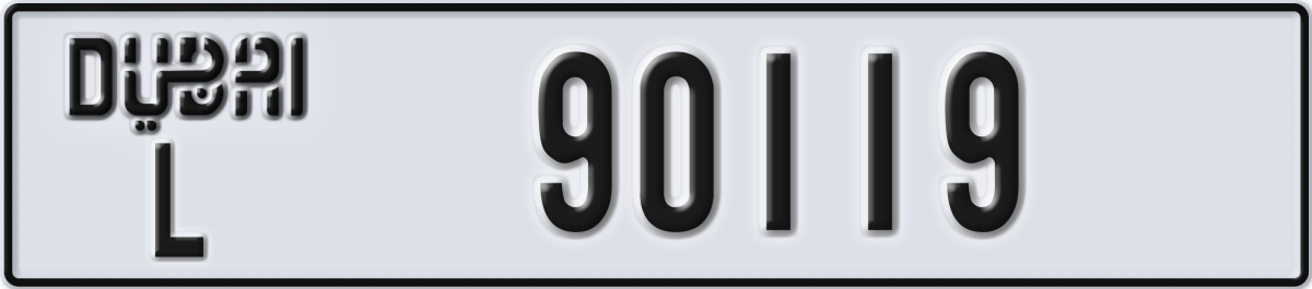 dubai License Plate Number 90119 Code L
