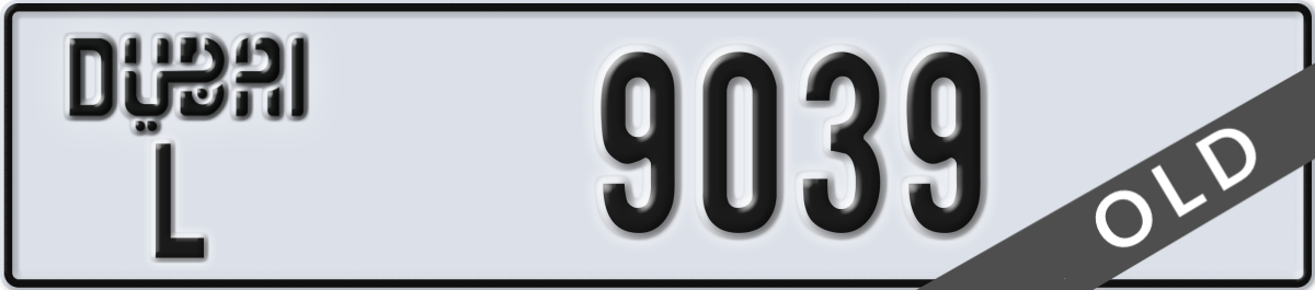 dubai License Plate Number 9039 Code L